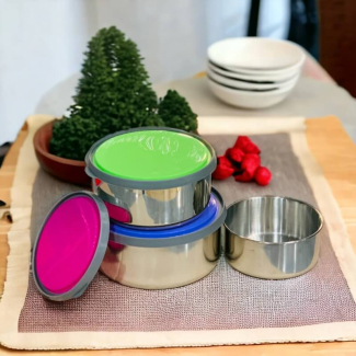Stainless Steel Nesting Bowls Set with Airtight Lids - 3 Sizes Price in Pakistan | LAPTAB