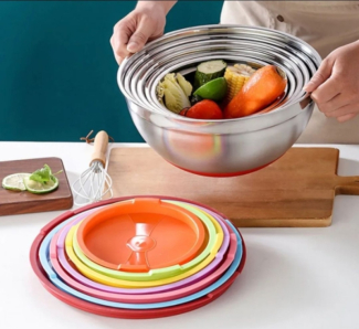 Stainless Steel Nesting Salad Bowl Set with Airtight Lids, 5 Pieces Price in Pakistan | LAPTAB