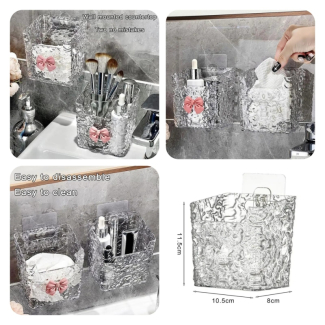 Wall Mounted Glam Organizer - Clear Acrylic Makeup Storage Solution Price in Pakistan | LAPTAB