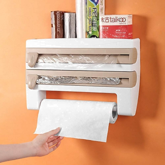 4 in 1 Wall-Mounted Foil, Cling Film & Paper Towel Holder, White Plastic Price in Pakistan | LAPTAB