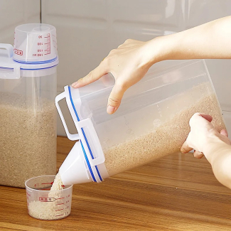 2.5L Airtight Food Storage Grain Jar with Measuring Cup and Pour Spout Price in Pakistan | LAPTAB