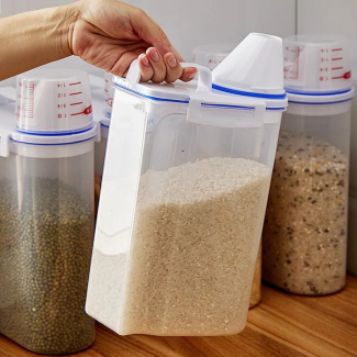 2.5L Airtight Food Storage Grain Jar with Measuring Cup and Pour Spout Price in Pakistan | LAPTAB