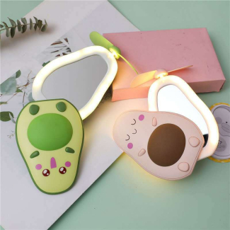 Avocado Shape Handheld Mini Air Cooler Fan with Fill Light Mirror Price in Pakistan | LAPTAB