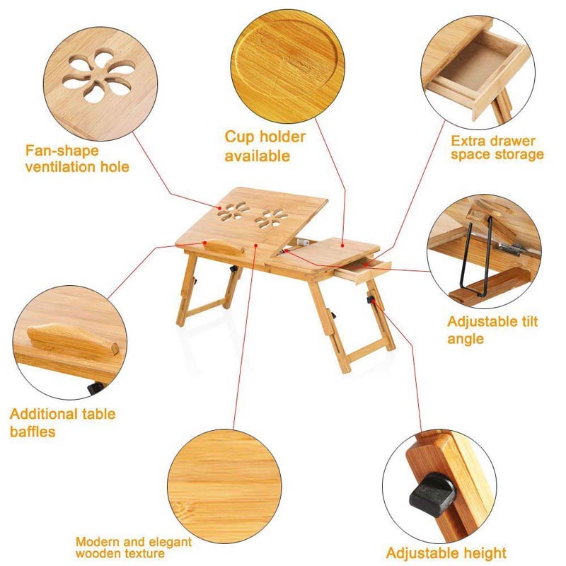 Wooden Laptop Table & Stand wih Cooling Pad Price in Pakistan | LAPTAB