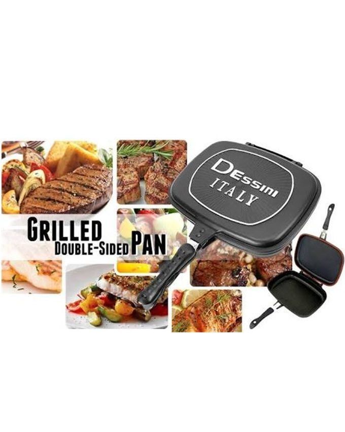 Ceramic Coated Double Sided Non-Stick Fry Pan with Cover for Healthy