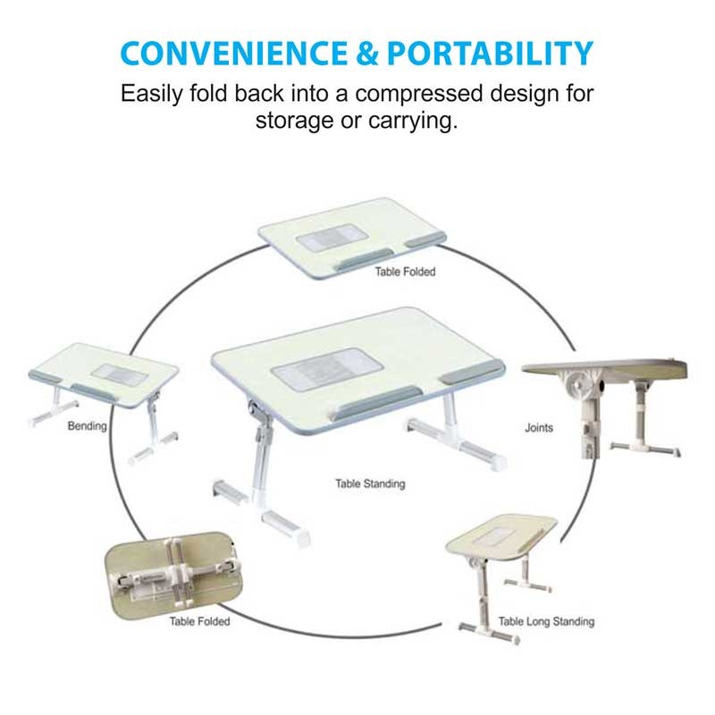 Wooden Adjustable Laptop Table with Cooling Fan and Slide Stopper Price in Pakistan | LAPTAB
