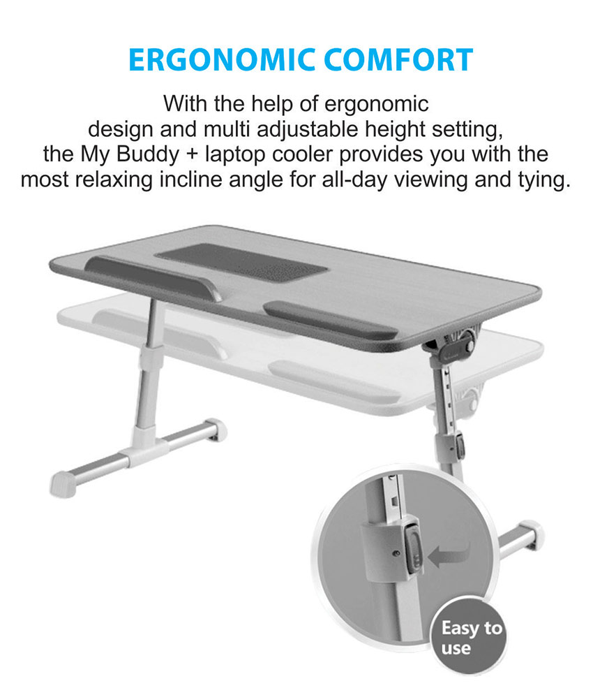Wooden Adjustable Laptop Table with Cooling Fan and Slide Stopper Price in Pakistan | LAPTAB