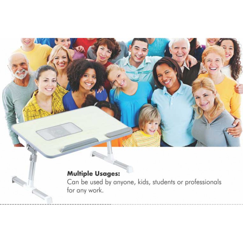 Wooden Adjustable Laptop Table with Cooling Fan and Slide Stopper Price in Pakistan | LAPTAB