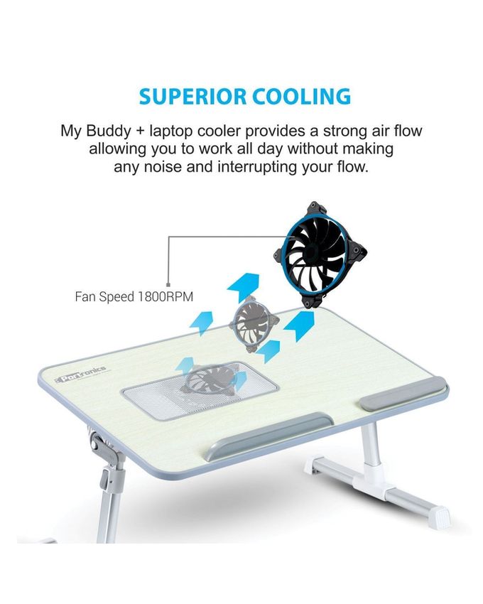 Wooden Adjustable Laptop Table with Cooling Fan and Slide Stopper Price in Pakistan | LAPTAB